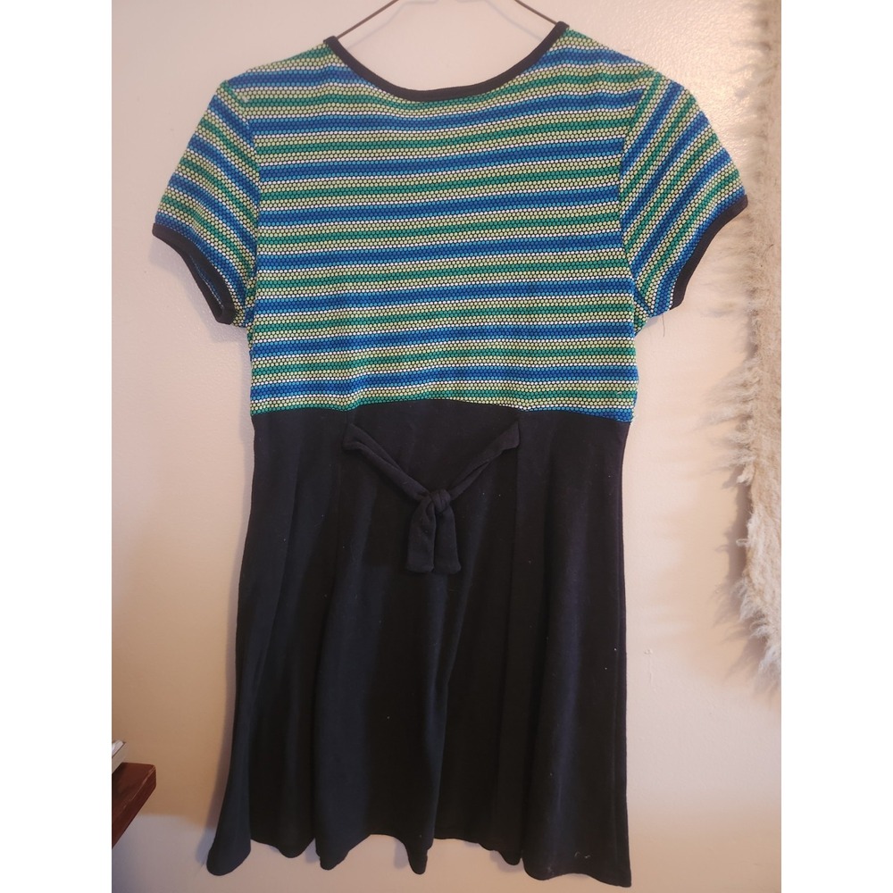 Y2k Y.O.U. Babes Short Sleeve Dress Size 16/ Women's Small 90s Frog Black Blue - Picture 7 of 7